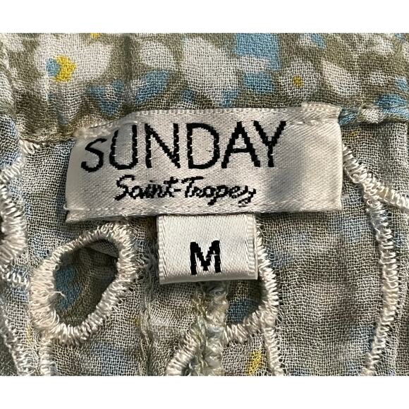 M1-12 SUNDAY ST. TROPEZ Women's Pants Floral Mesh Green/Blue Size M - Picture 6 of 6